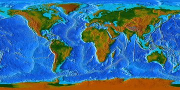 Topographic map of the ocean floors and world,
click to see larger image.